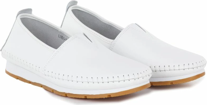 Këpucë të lëkurës për femra S.Barski LR61-7051, të bardha