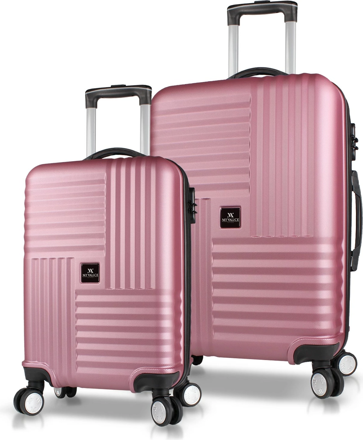 Set valixhesh (2 copë), ngjyrë rozë e artë, Zoozie Bags, 8210