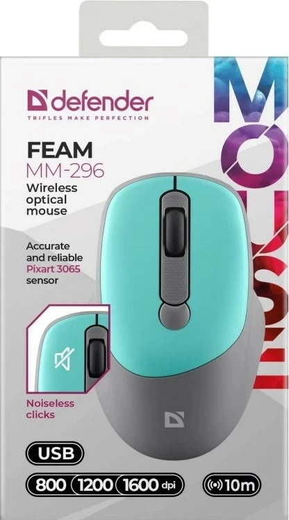 Maus Defender FEAM MM-296 RF Silent, wireless, mint