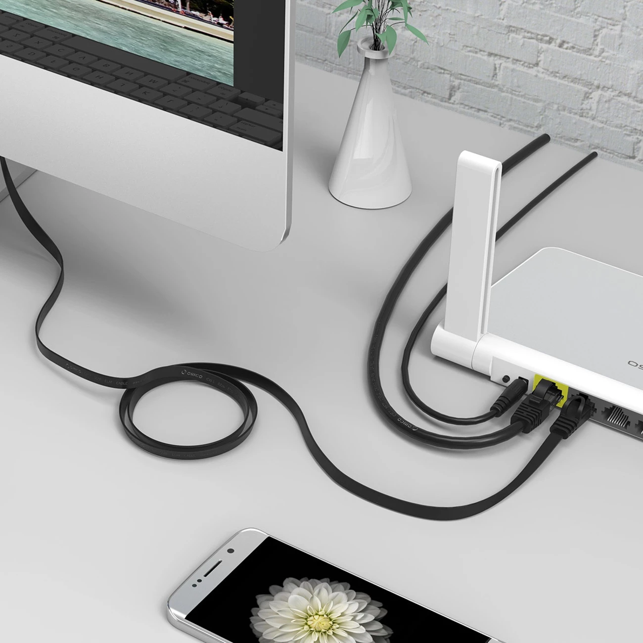 Kabllo rrjeti Ethernet Orico PUG-C6B CAT6 20m 1000Mbps RJ45 e sheshtë, e zezë