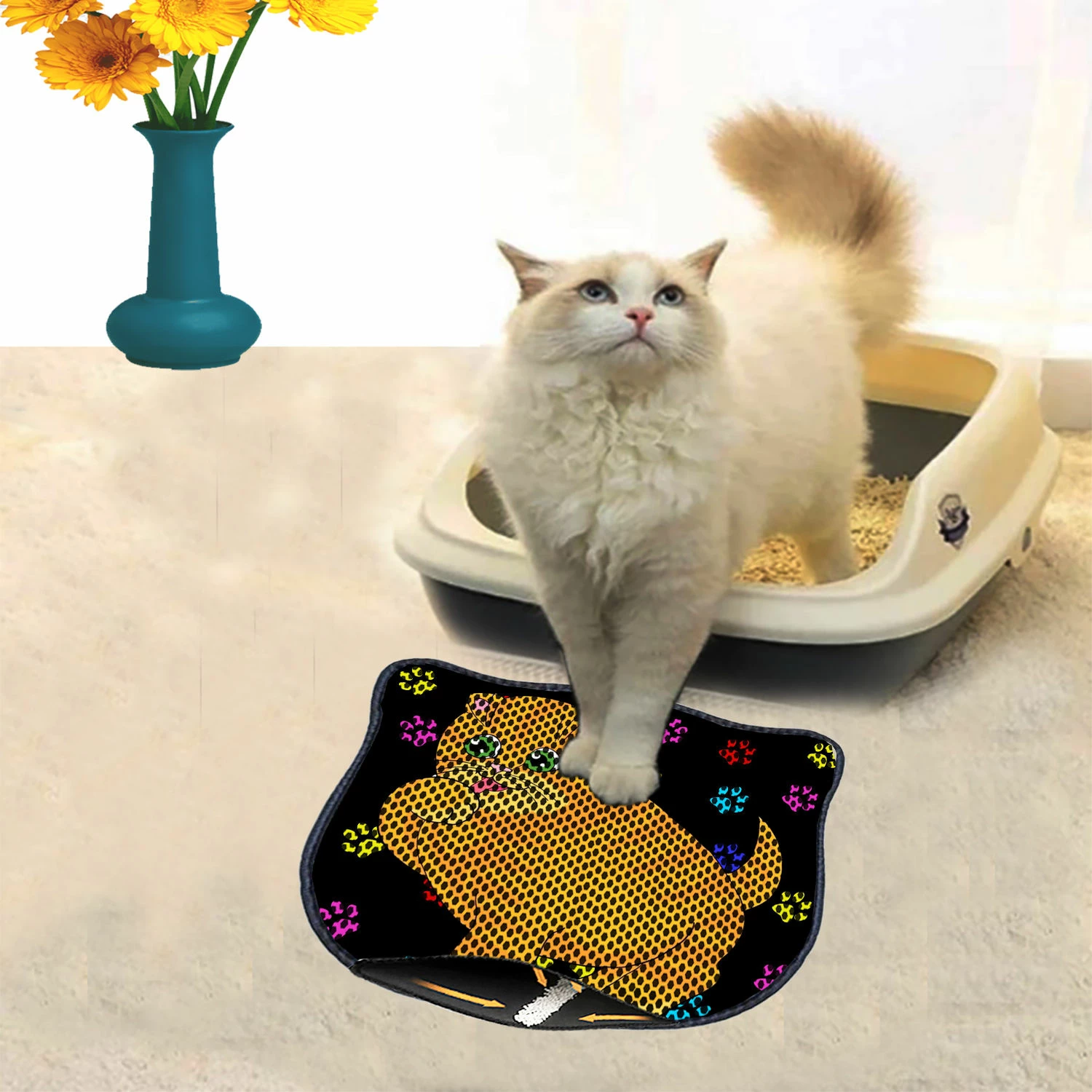 Tapet për rërë mace, shumëngjyrësh, Paws & Whiskers, Kdkafa0101, 40x50cm