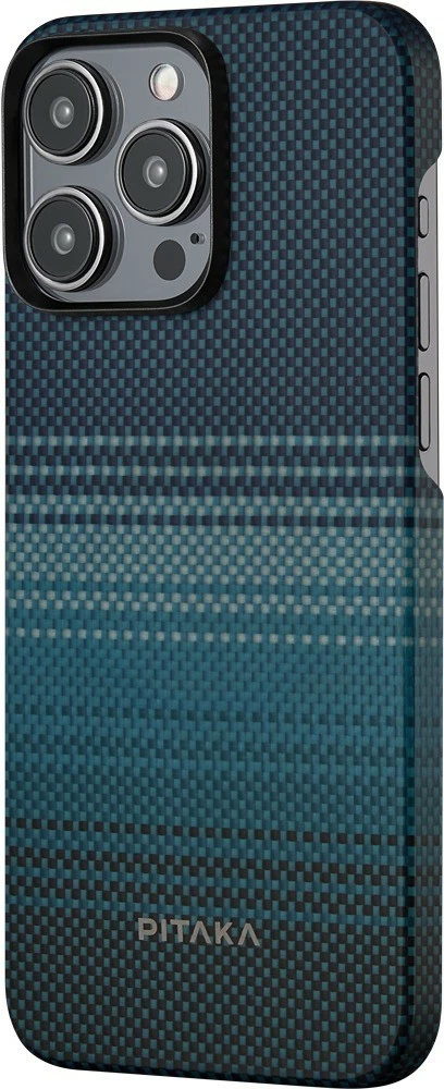 Mbështjellës Pitaka MagEZ Case 5 Moonrise për iPhone 15 Pro Max, MagSafe, aramid fiber, 0.69 mm, blu