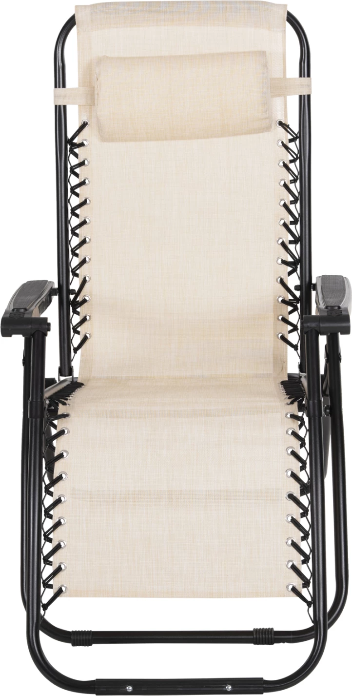 Karrige relaks COMPANION HM5095.12, metal i zi + textilene bezhë, 67x145x110H cm