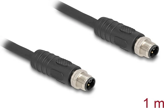 Kabllo sensori M12 DeLOCK 80517, 5 m, RST L-coded, Male/Male, 12 A 63 V, e zezë