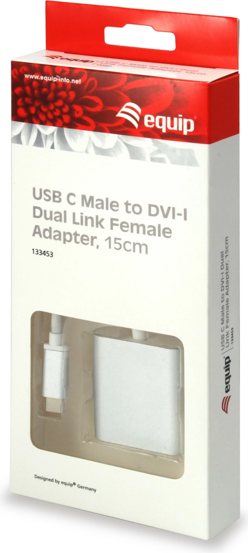 Adapter USB Type C në DVI-I Dual Link Equip, 4096x2160, e bardhë