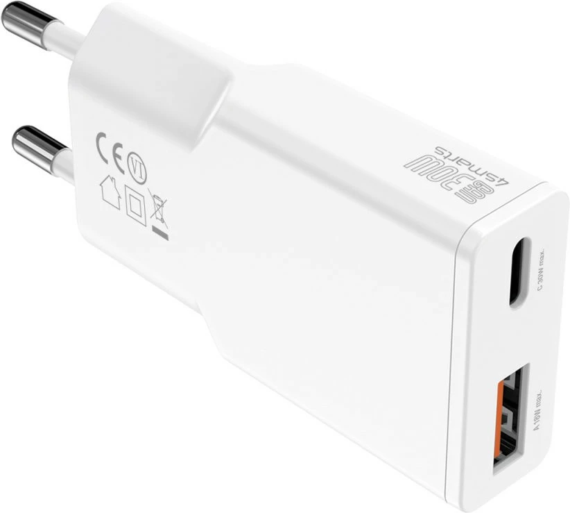 Karikues 4smarts PDPlug Duos Slim, 12 V, Bardhë