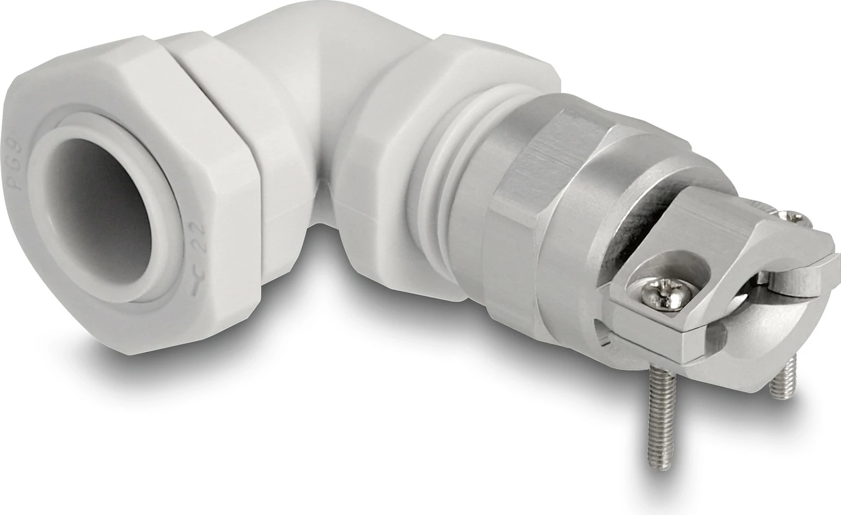 Glandë kablli DeLOCK PG9 90°, IP68, 4-8 mm, gri