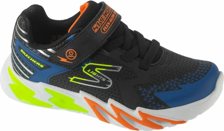 Atlete fëmijësh Skechers S-Lights Flex-Glow Bolt 400138L-BKBL, të zeza