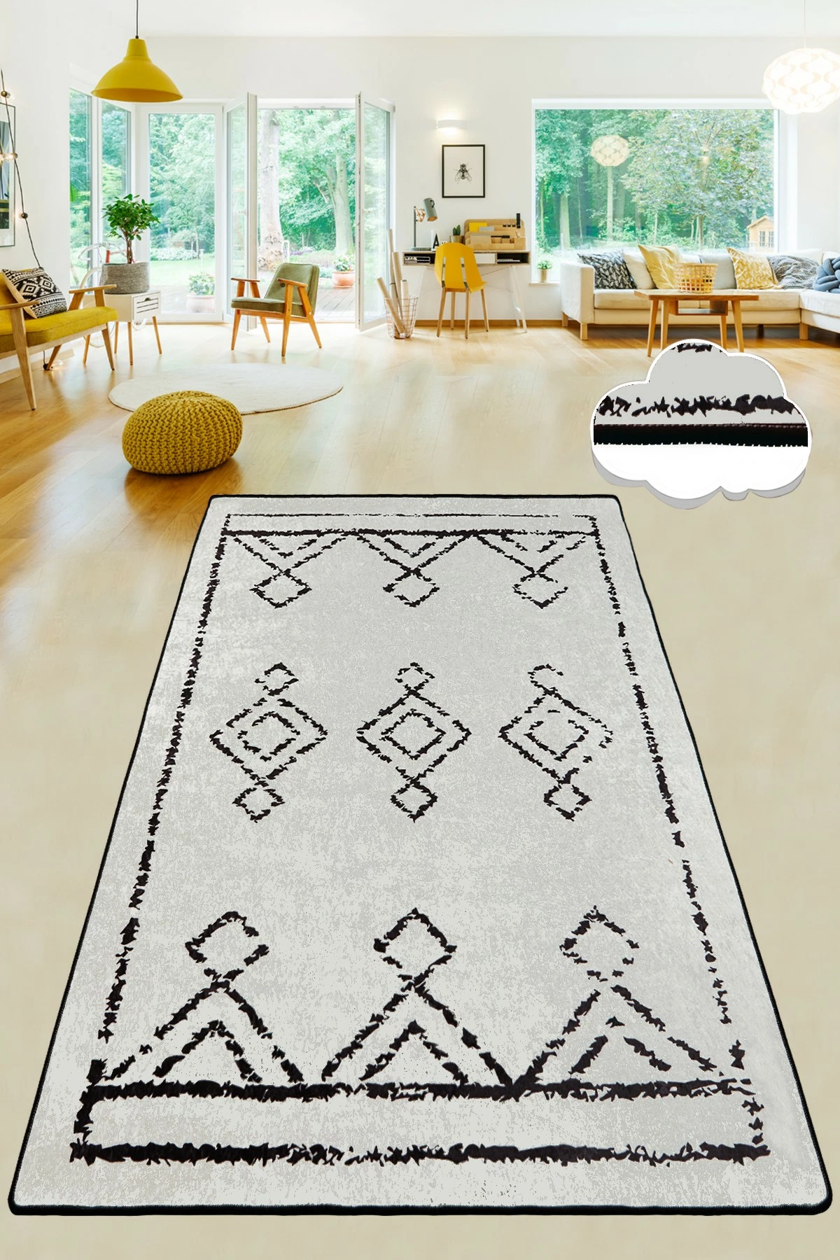 Qilim për korridor, 80x300cm, ngjyrë e bardhë me të zezë, Conceptum Hypnose, Eaves