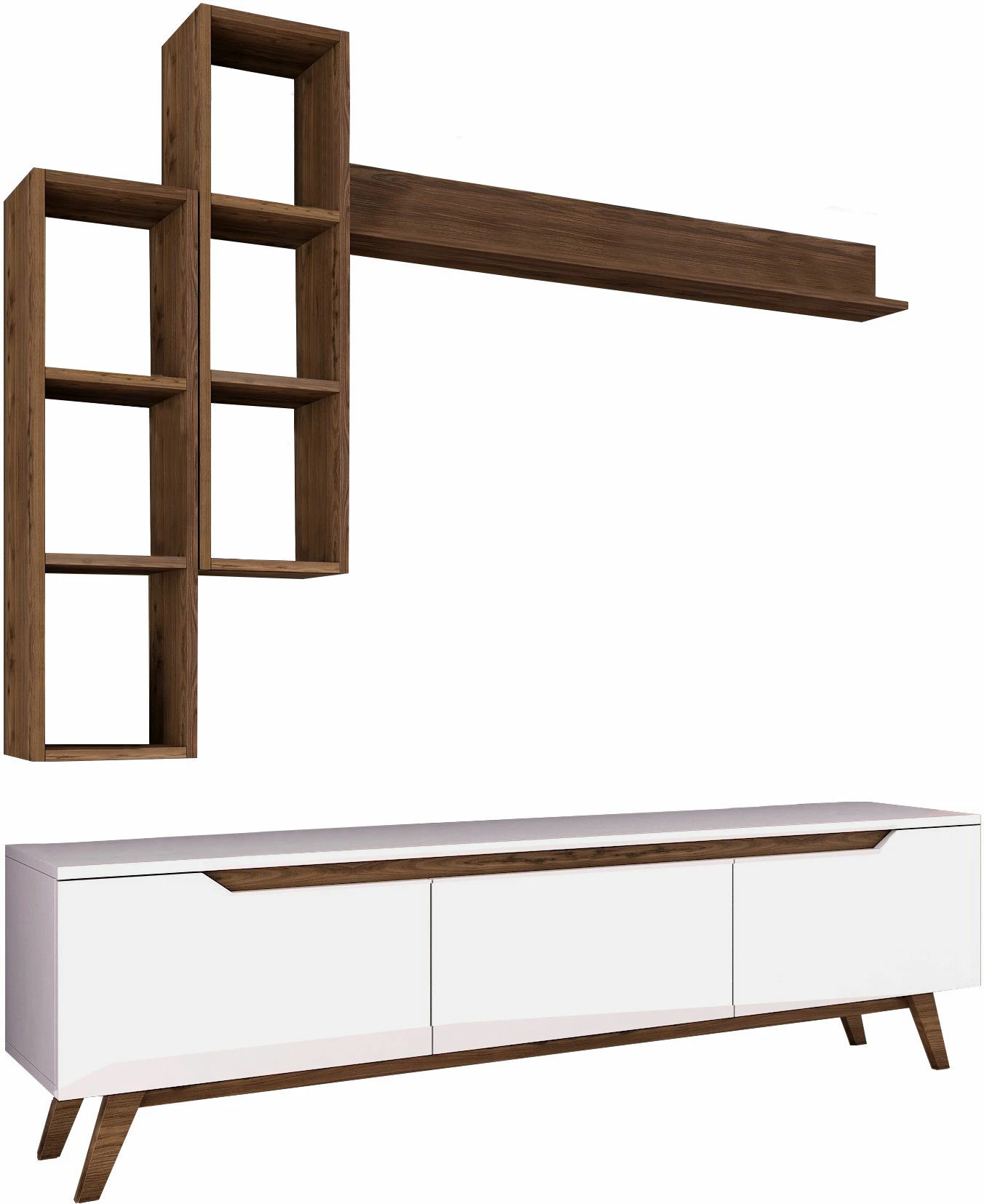 Komodë TV Hanah Home, M16 - 804, ngjyrë e bardhë dhe arre