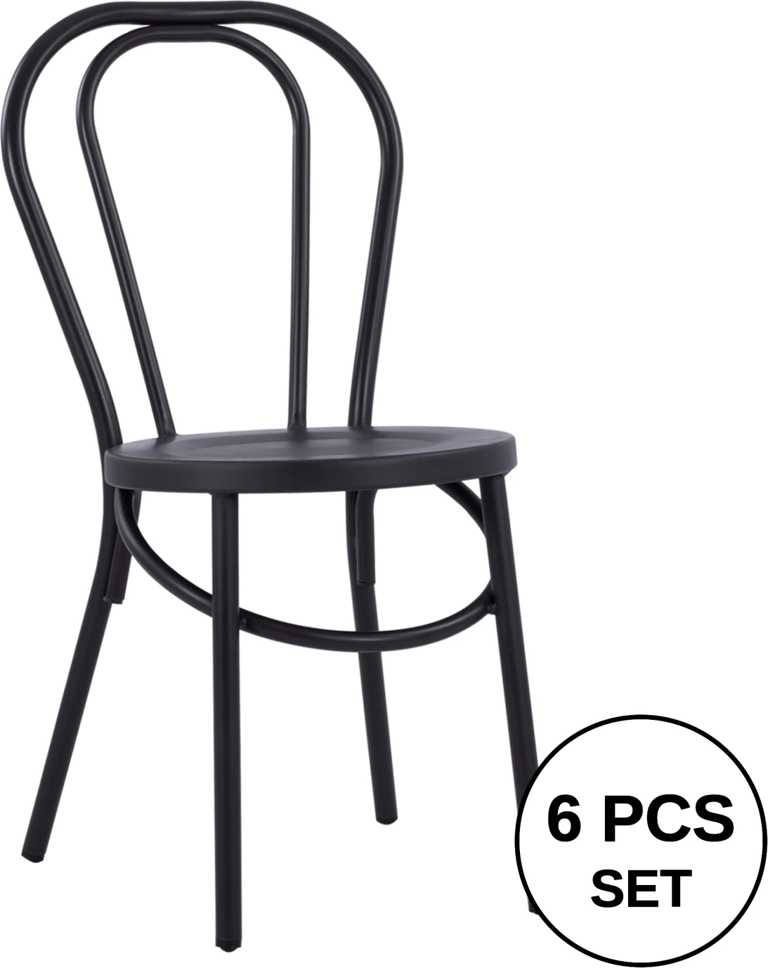 Karrige alumini tip Vjenë, ngjyrë e zezë e ndryshkur, FH5557.01, 42x52x88,5 cm, set prej 6 copë