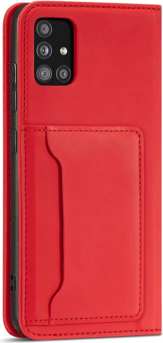 Mbështjellës Hurtel Magnet Card Case për Samsung Galaxy A13 5G, me portofol dhe mbajtëse, Kuq