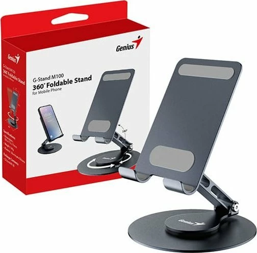 Mbajtëse telefoni dhe tableti Genius G-Stand M100, e zezë, alumin / silikon
