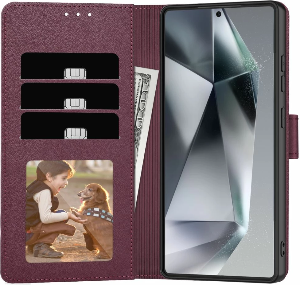 Mbështjellës Tech-Protect Wallet për Samsung Galaxy A16, eko-lëkurë, Burgundy 5