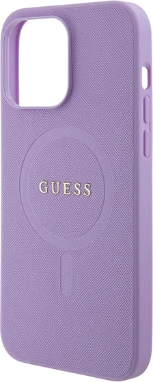 Mbështjellës Guess GUHMP15XPSAHMCU për iPhone 15 Pro Max 6.7", Saffiano MagSafe, vjollcë