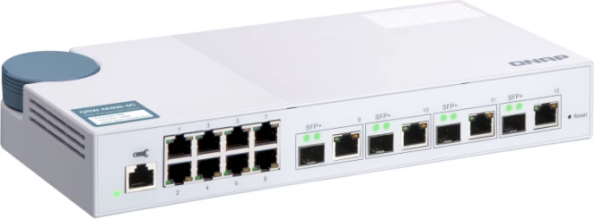 Switch QNAP QSW-M408-4C, 12 porta (4x 10GbE combo SFP+/RJ45 + 8x 1GbE RJ45), web managed, bardhë