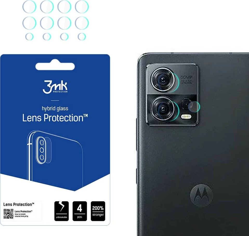 Mbrojtës xhami hibrid për kamerë 3mk Protection për Motorola Edge 30 Fusion, 4 copë
