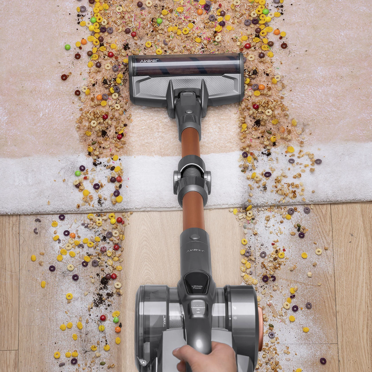 Fshesë me korrent pa kabllo JIMMY H9 Pro, 600 W, 0.6 L, gri/portokalli, me ekran LED