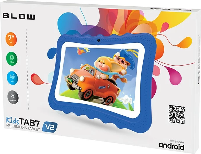 Tablet BLOW KidsTAB7 V2, 7", 4/32GB, Android 14, Kaltër, me mbështjellës për fëmijë