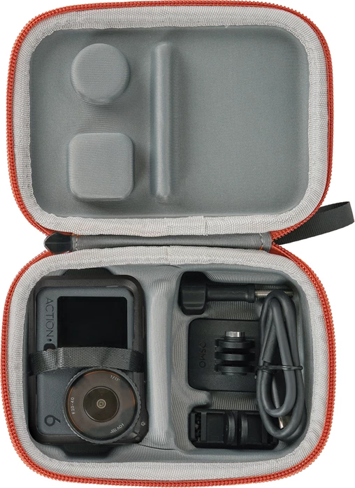 Çantë mbrojtëse Sunnylife OA6-B131-C për DJI Osmo Action 6/5 Pro/4/3, portokalli, me karabiner