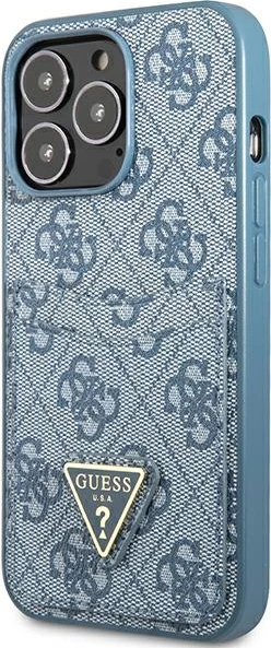 Mbështjellës Guess 4G Triangle Logo me xhepa për kartela, për iPhone 13/13 Pro, Blu