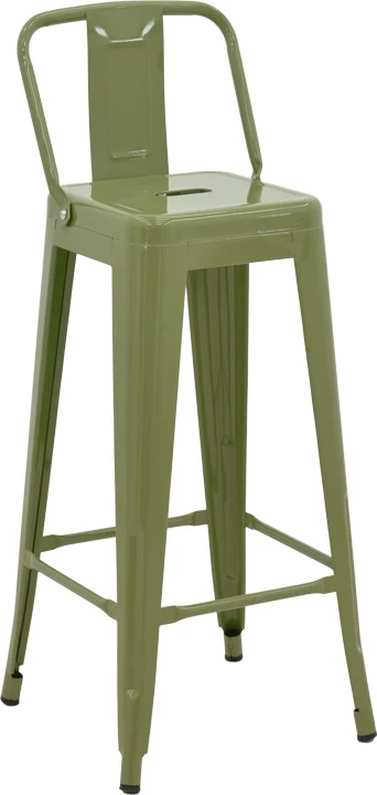 Karrige për bar me mbështetëse Utopia, metal, ngjyrë ulliri e errët, 42x42x97cm