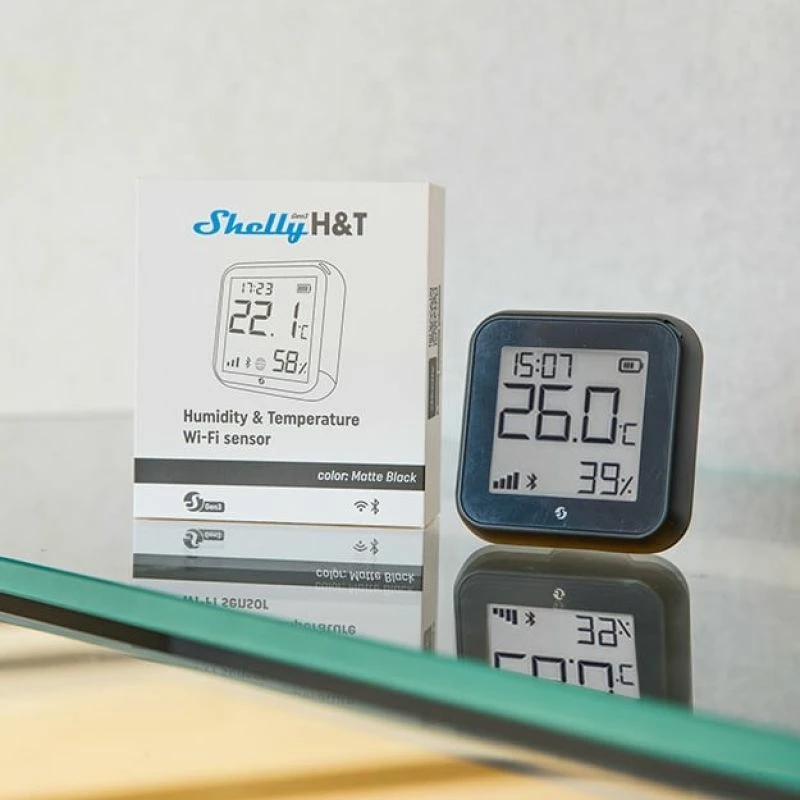 Sensor temperature dhe lagështie Shelly H&T Gen3, i bardhë