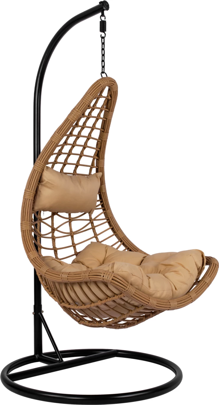 Fole varëse LUCIA, FH5676.01, ratan bezhë dhe jastëkë - metal i zi, Φ95Χ195Hcm