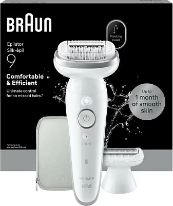 Epilator Braun Silk-epil 9 SES 9-030, me koka ndërruese, i bardhë