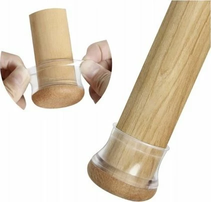 Mbrojtës këmbësh karrige Ruhhy 13-23 mm, PVC+felt, i rrumbullakët, transparent/kafe e çelët, set 4 copë