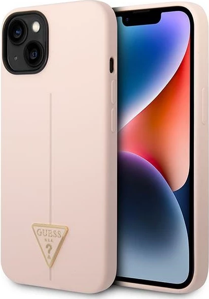 Mbështjellës Guess GUHCP14MSLTGP për iPhone 14 Plus 6.7", silikon, rozë