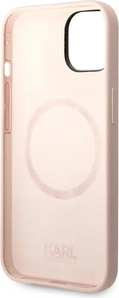Mbështjellës Karl Lagerfeld KLHMP14MSSKCI për iPhone 14 Plus 6.7", silikon, MagSafe, rozë e çelur