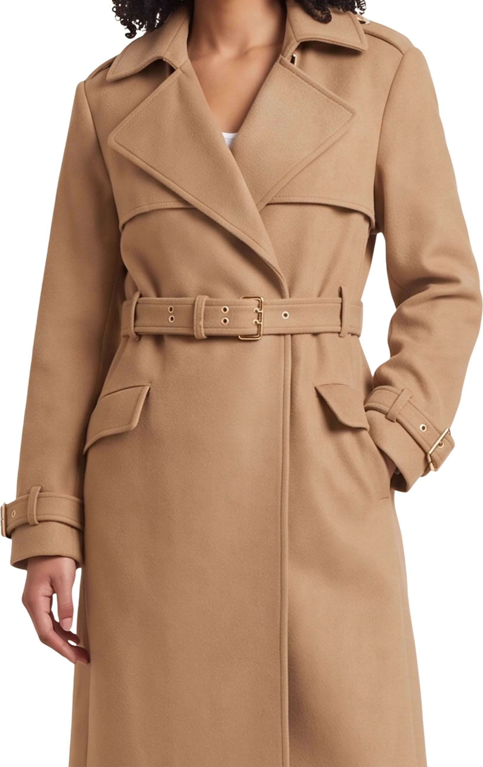Pallto trench për femra Guess EVE MELTON TRENCH W6BL51 W4138, taupe [Madhësia: XS]