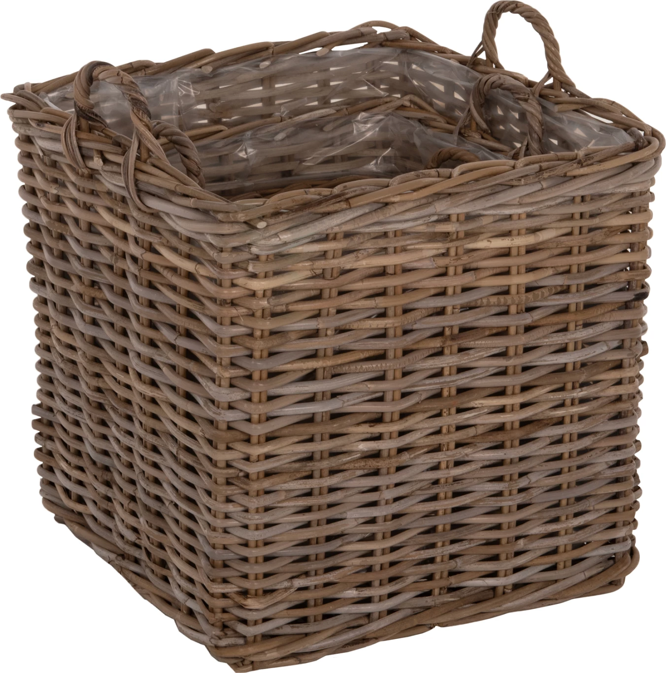 Shporta dekorative KATER 4PCS FH9657 KUBU rattan në gri 52x52x50-57Hcm