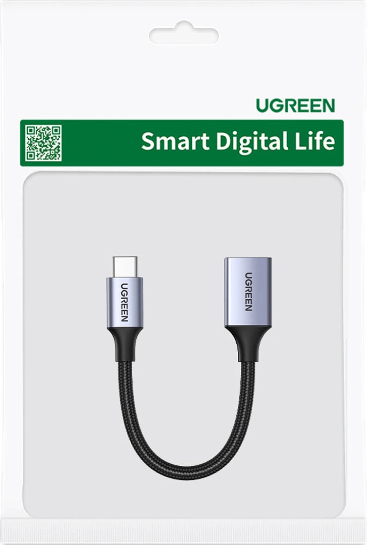 Kabllo adapter OTG Ugreen US378, USB-C (mashkull) në USB-A (femër), 0.15m, e zezë