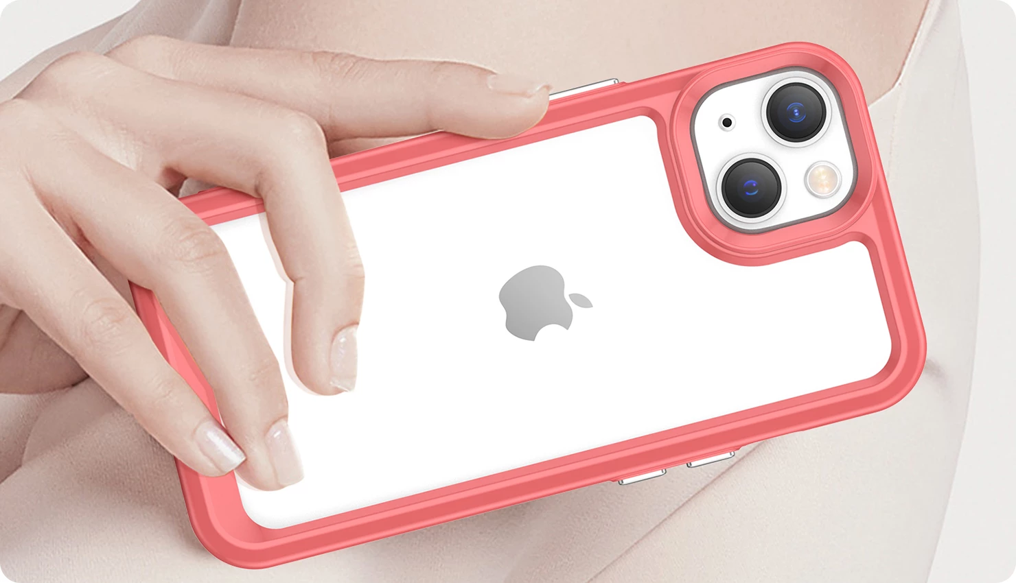 Mbështjellës Hurtel Outer Space Case për iPhone 14 Plus, hard cover me kornizë xheli, Kuqe