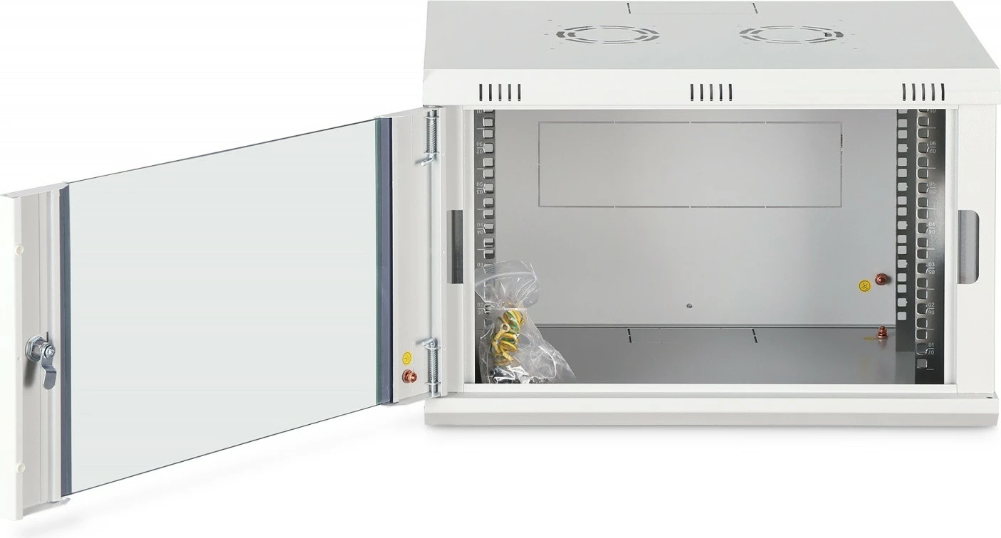 Kabinet rrjeti muror 19" 7U, Digitus DN-37100, derë me xham, 60 kg, IP20, i pa-montuar, gri