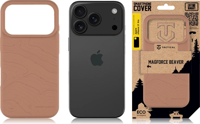 Mbështjellës silikoni Tactical Beaver për iPhone 17 Pro, MIL-STD-810 516, anti-shock, me astar mikrofibre, Moucha Moose, 1 copë