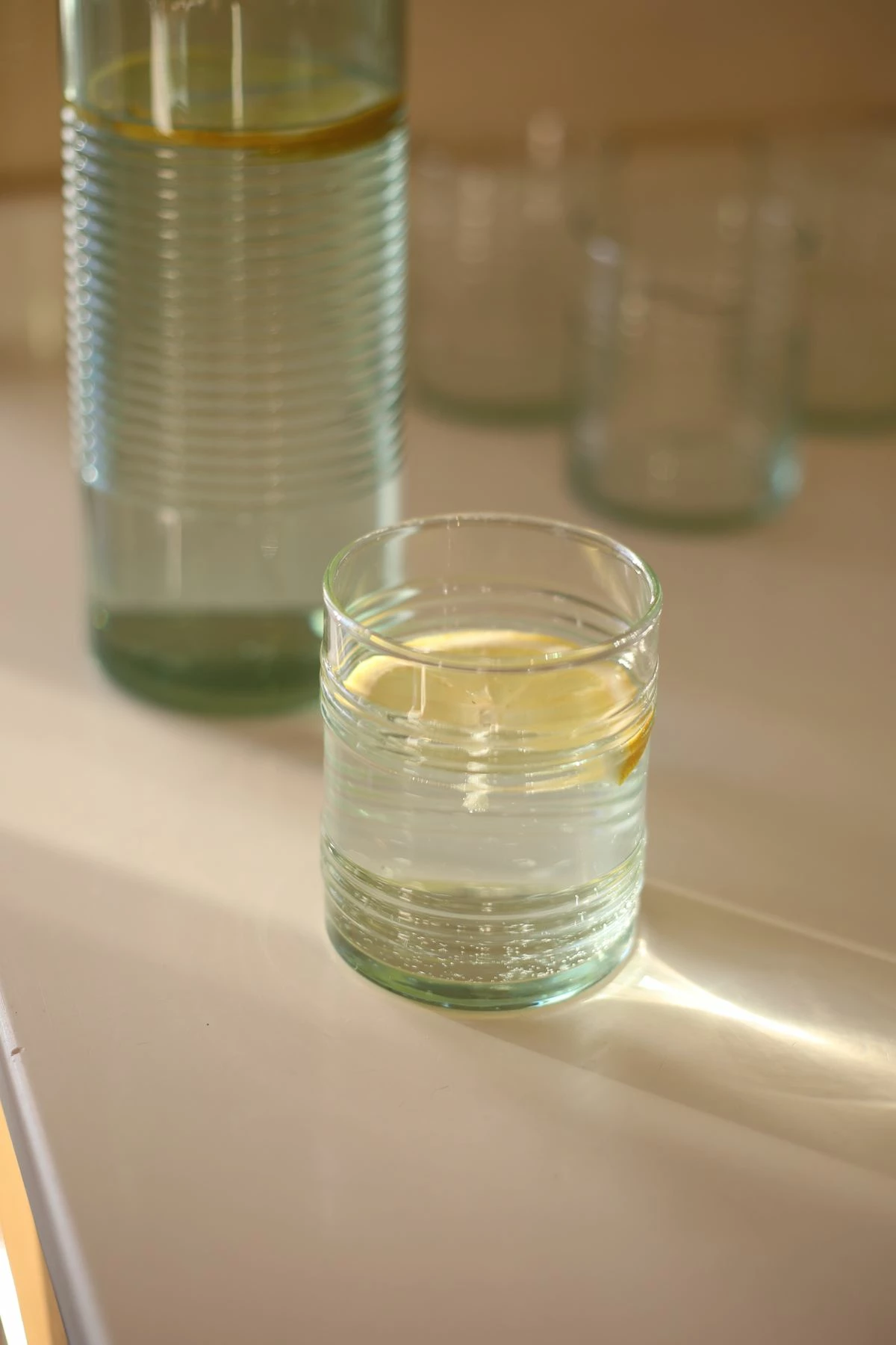 Set shishe qelqi me gota (5 copë), Hermia Concept, ngjyrë e gjelbër, formë fuçie