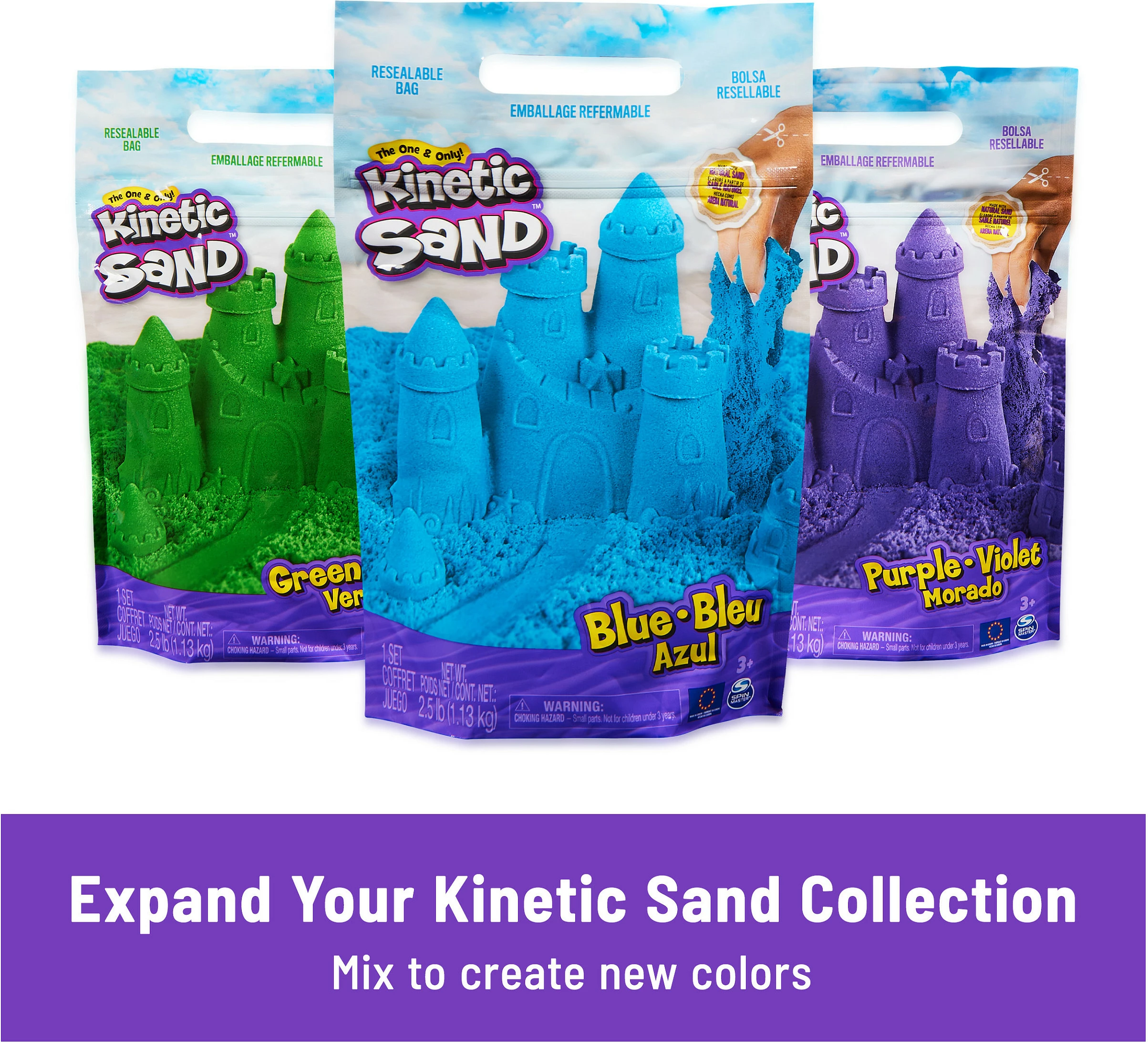 Rërë kinetike SPIN MASTER Kinetic Sand Mold n’ Flow, 1.5lb, me 3 vegla, e kuqe/teal