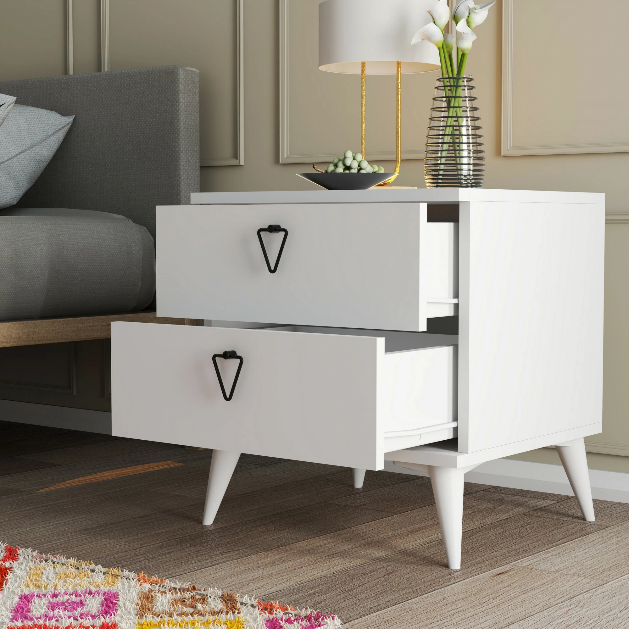 Komodinë natës Hanah Home, Versa-Ce 3634, e bardhë