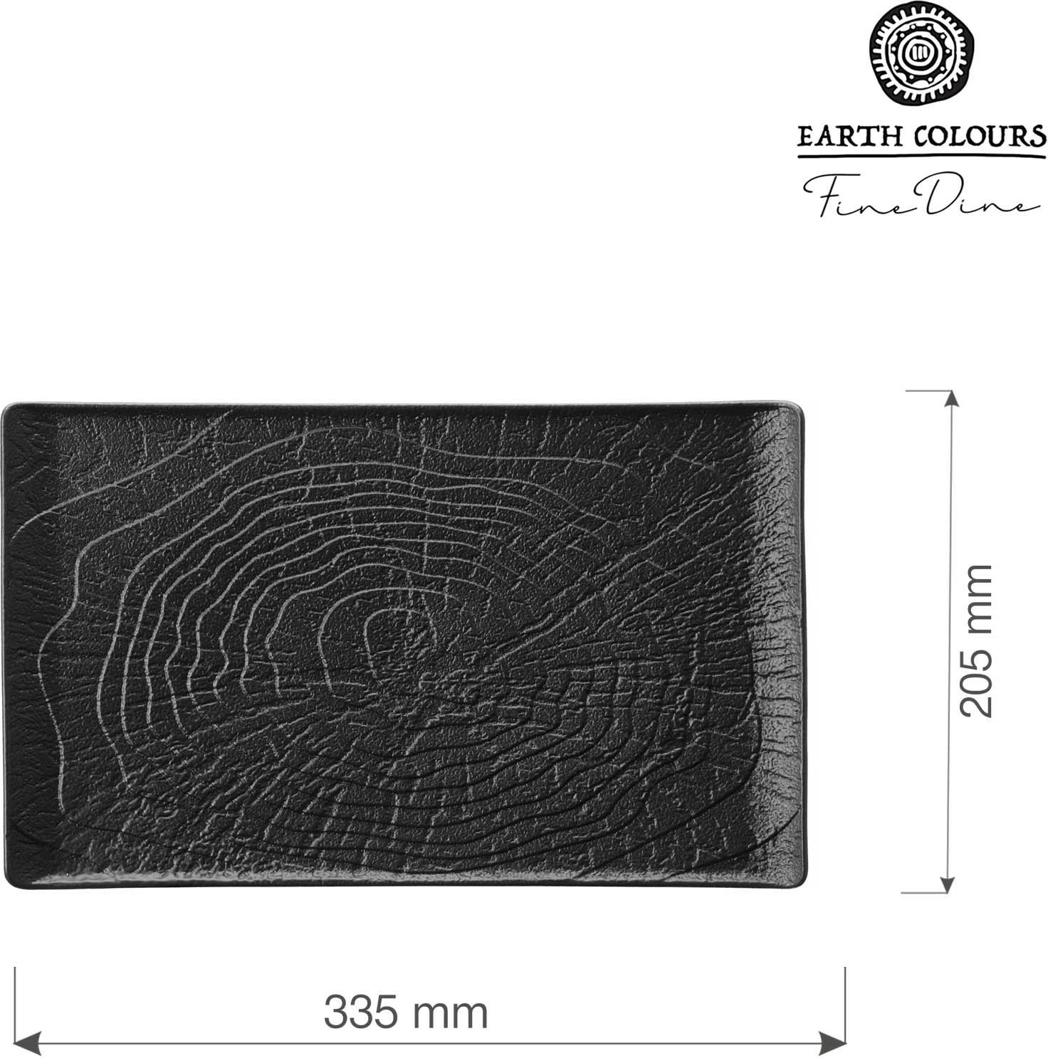 Pjatë drejtkëndore Fine Dine Crust 335x205 mm, e zezë, set 2 copë