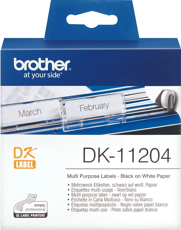 Etiketa Brother DK-11204, 41 mm, 400 copë, black on white