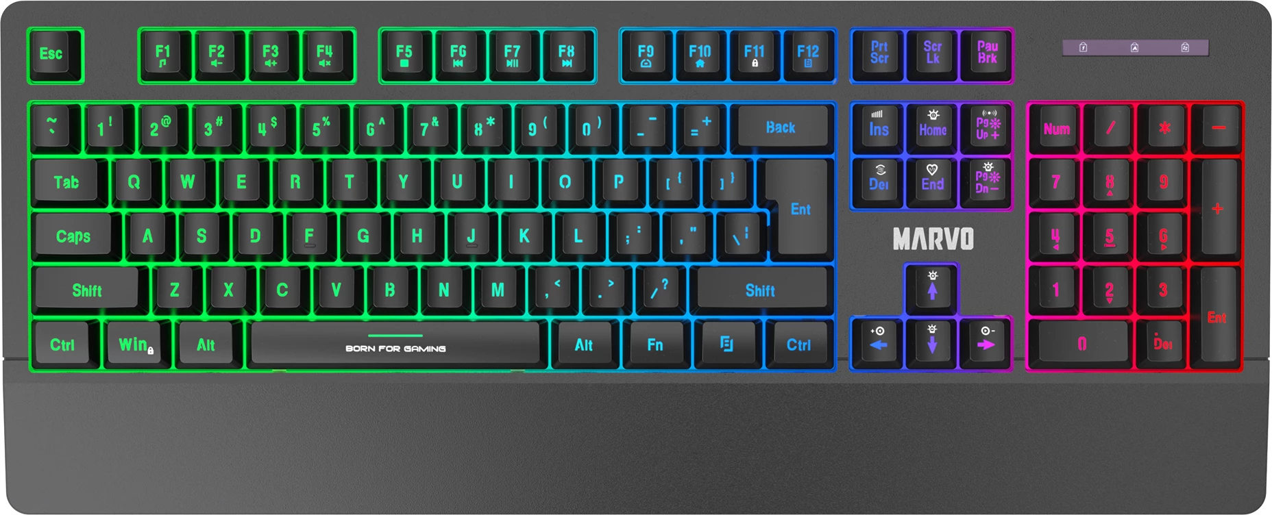 Tastierë gaming Marvo K635, full-size, membranë, USB, RGB, 104 taste, e zezë