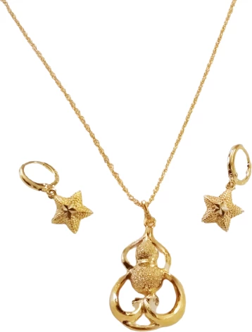 Set - vathë dhe qafore me varëse të praruar në ar Xuping,VQVX të artë