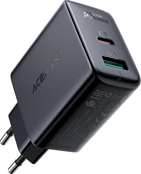 Karikues muri Acefast A5, 32W, USB Type-C/USB-A, i bardhë