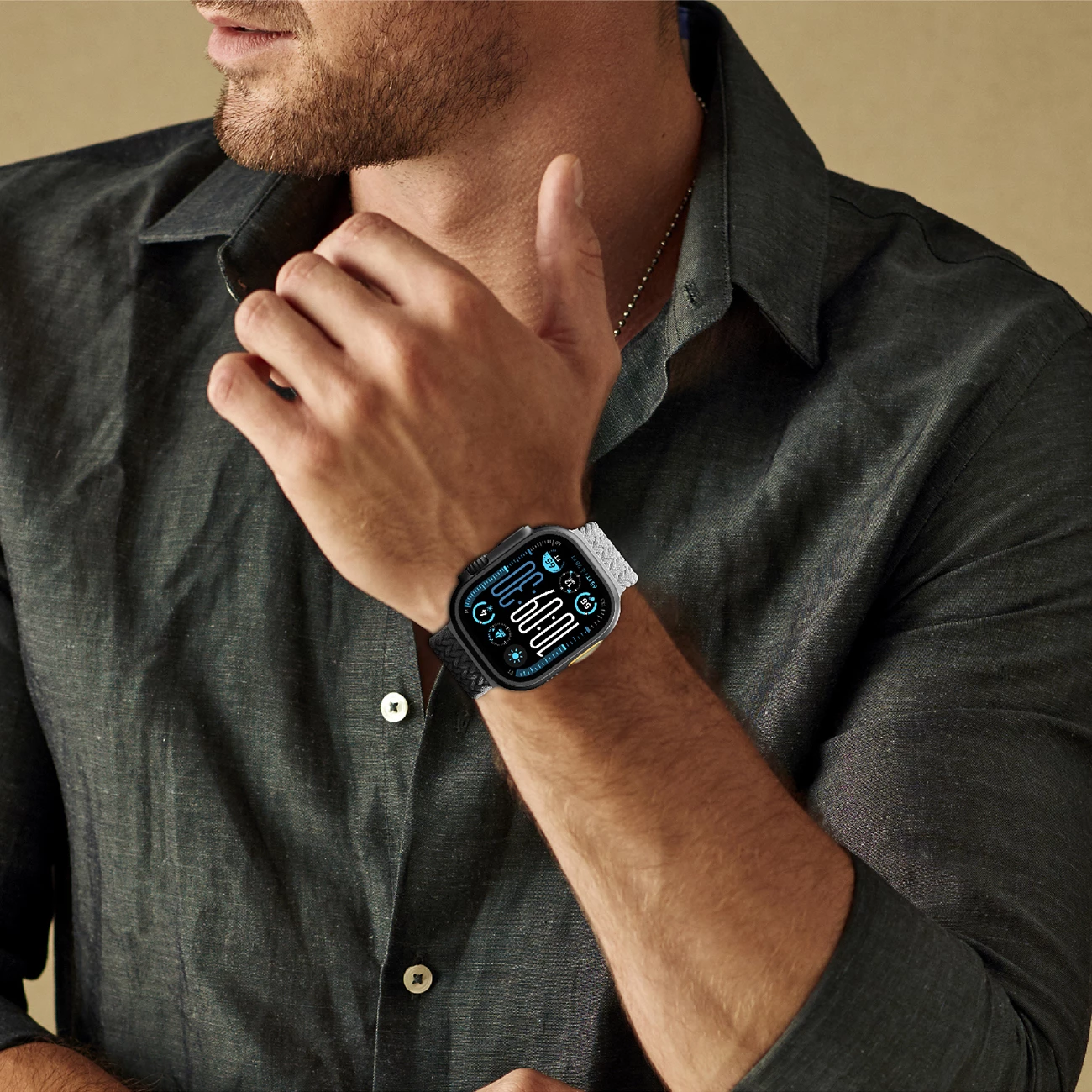 Set rripash AmazingThing Blend Band për Apple Watch 45/46/49mm, gri-e zezë/gri, 2 copë