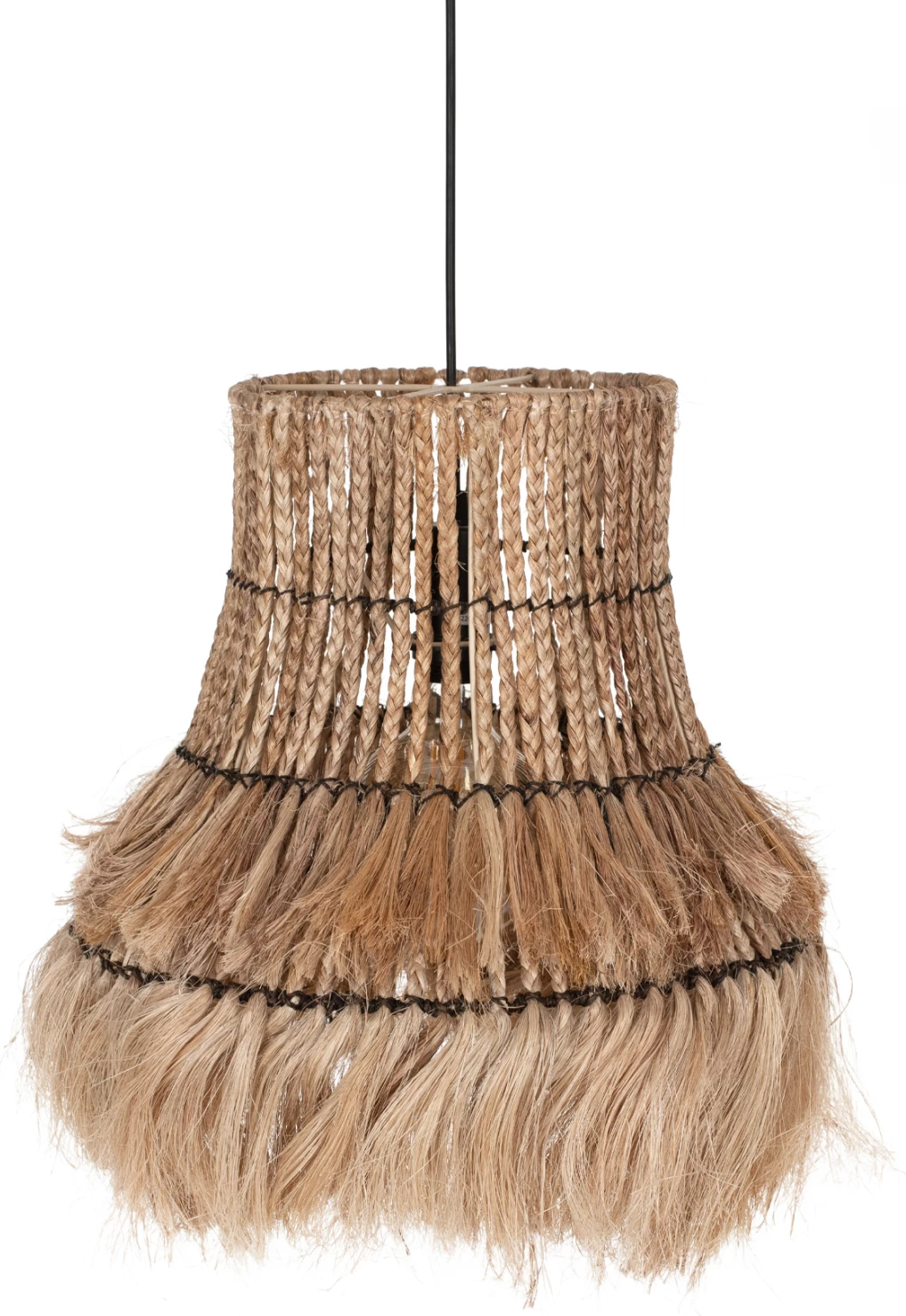 Llambë varëse tavani cilindrike, fibra abaka, ngjyrë natyrale, 40x40x50H cm, FH7770