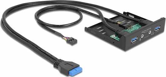 Panel përparmë DeLOCK 3.5", 2x USB 3.2 Gen 1 Type-A + HD-Audio, i zi