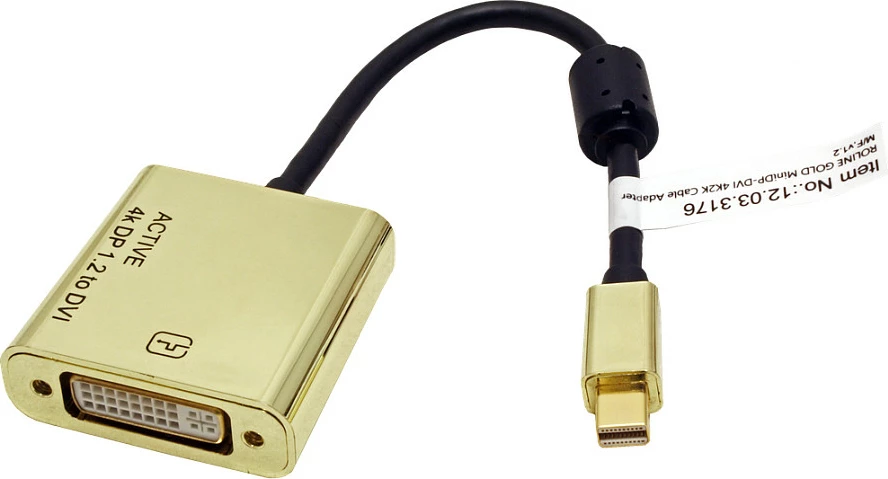 Adapter kabllo Mini DisplayPort në DVI-D ROLINE 12.03.3176, 0.1 m, 3840x2160, Gold